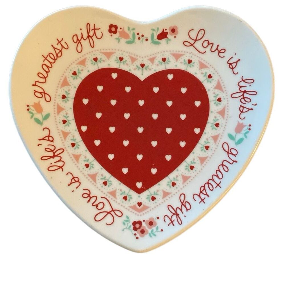 Vintage 80s Heart Shaped Plate Current Cottagecore Trinking Dish Valentines